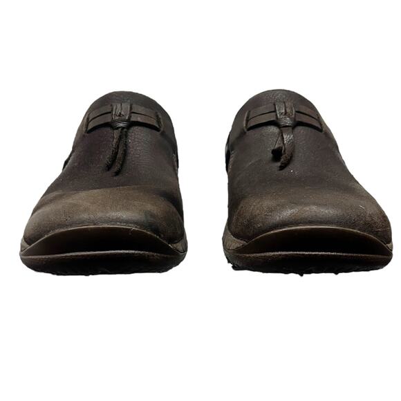 MERRELL Encore Bracken Brown Leather Braided Slide Q2 Slip On Shoe 6.5 Mules GUC - Picture 3 of 8